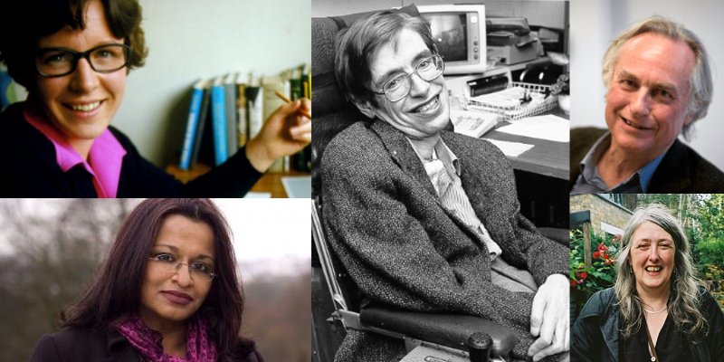 Jocelyn Bell-Burnell, Stephen Hawking, Richard Dawkins, Mary Beard and Mona Siddiqi